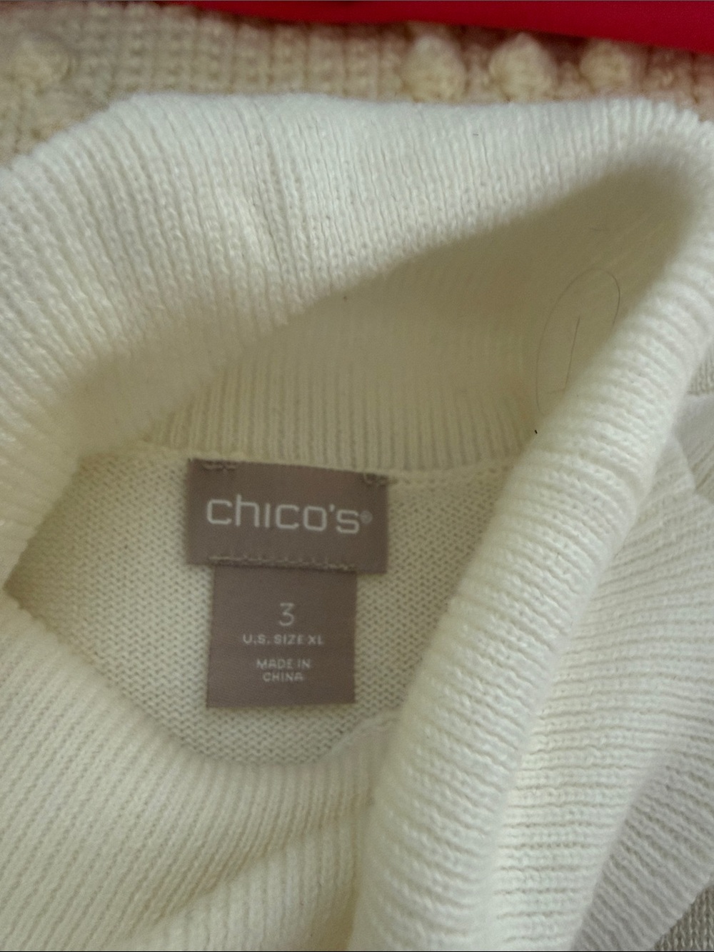 Chico's Cream Open-Front Cardigan with Turtleneck Layer - Picture 4 of 4